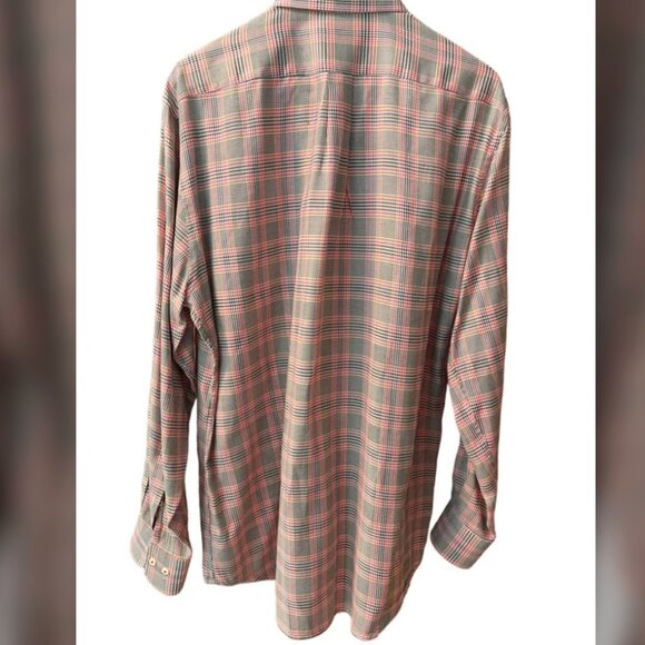 Peter Millar Plaid Cotton Long Sleeve Button Down Dress Shirt Men's size L - Picture 7 of 7